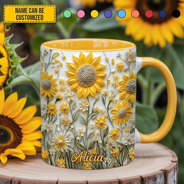 Personalized Sunflowers Accent Mug
