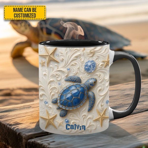 Blue Sea Turtle Beach Accent Mug - Personalized Accent Mug