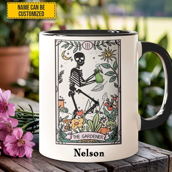 Personalized The Gardener Skeleton Tarot Accent Mug