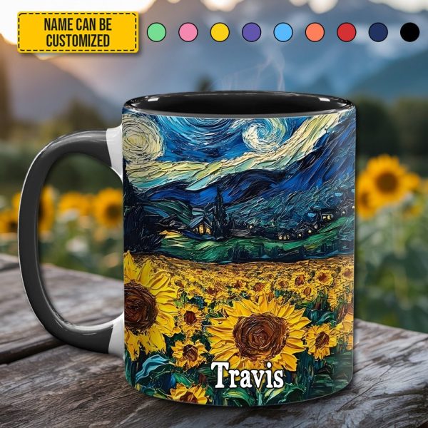 Starry Sunflowers – Personalized Accent Mug