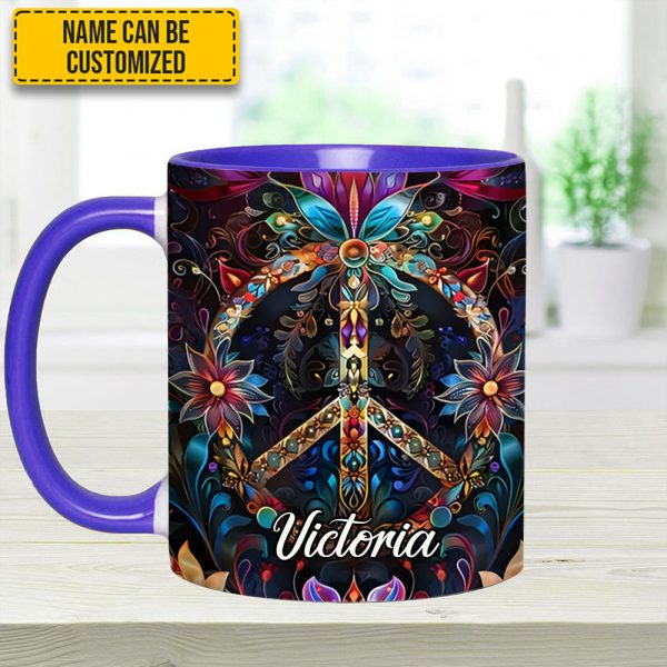 Peace & Love Symbol – Personalized Hippie Accent Mug