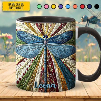 Dragonfly Golden - Personalized Dragonfly Accent Mug