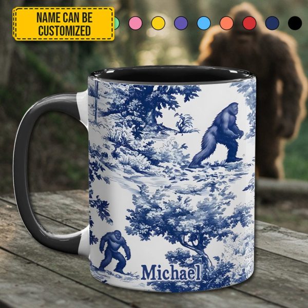 Bigfoot Sasquatch Print Forest Toile Funny - Personalized Accent Mug