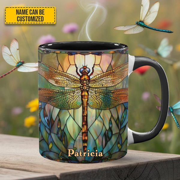 Dragonfly Dreams - Personalized Dragonfly Accent Mug