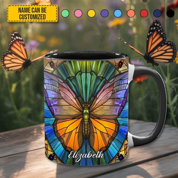 Personalized Vibrant Butterfly Accent Mug