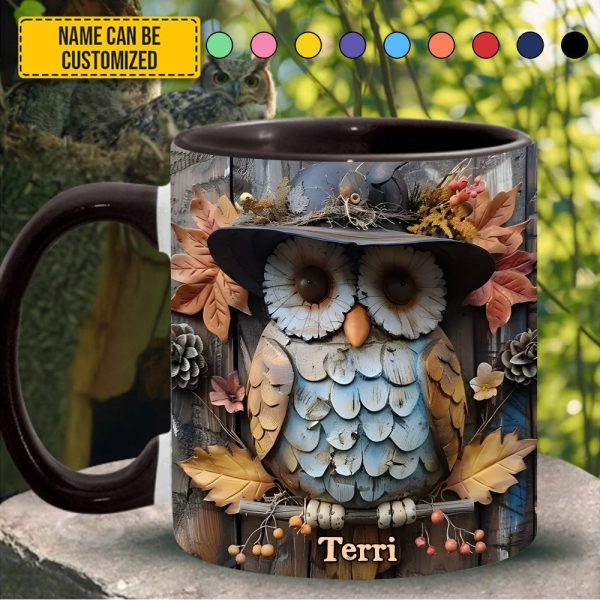 Owl Autumn Accent Mug - Personalized Accent Mug