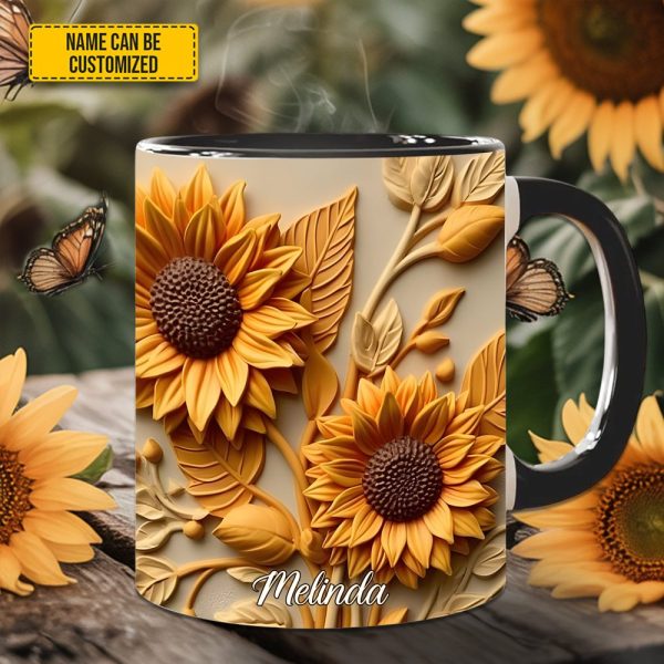 Sunflower Accent Mug - Personalized Accent Mug