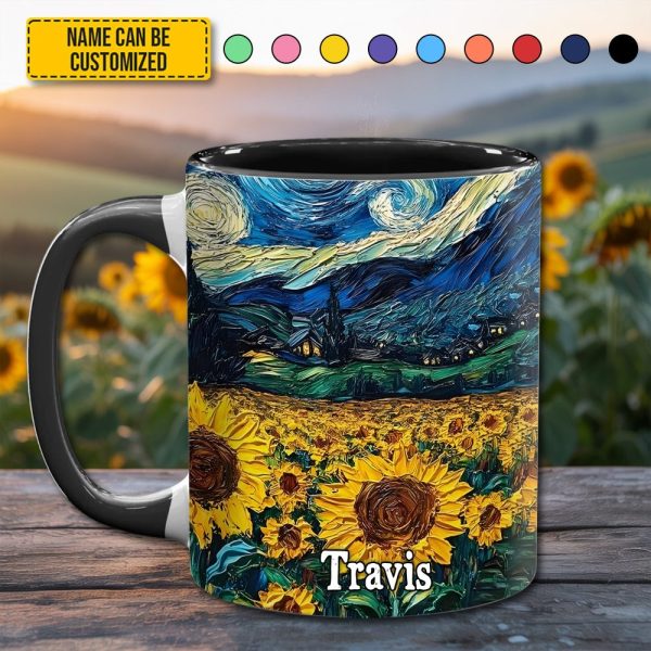 Starry Sunflowers – Personalized Accent Mug