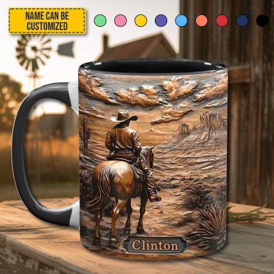 Cowboy & Horse - Personalized Accent Mug