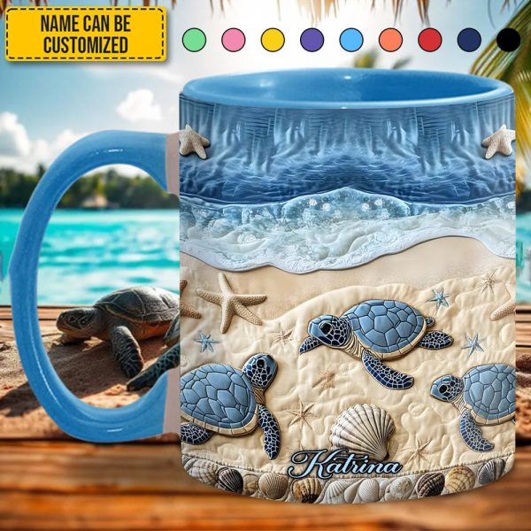 Ocean Waves Turtle - Personalized Turtle Accent Mug