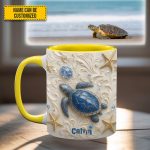 Blue Sea Turtle Beach Accent Mug - Personalized Accent Mug