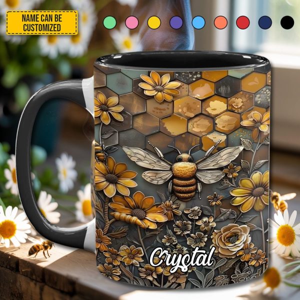 Bee Garden Flowers - Personalized Accent Mug