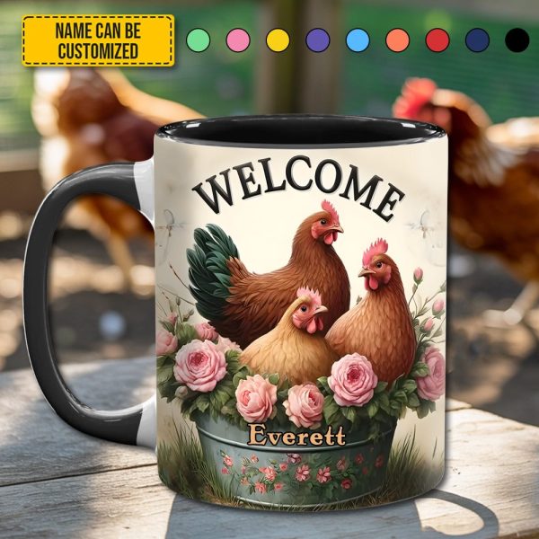 Chicken Welcome - Personalized Chicken Accent Mug