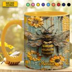 Personalized Honeybee Flowers Accent Mug