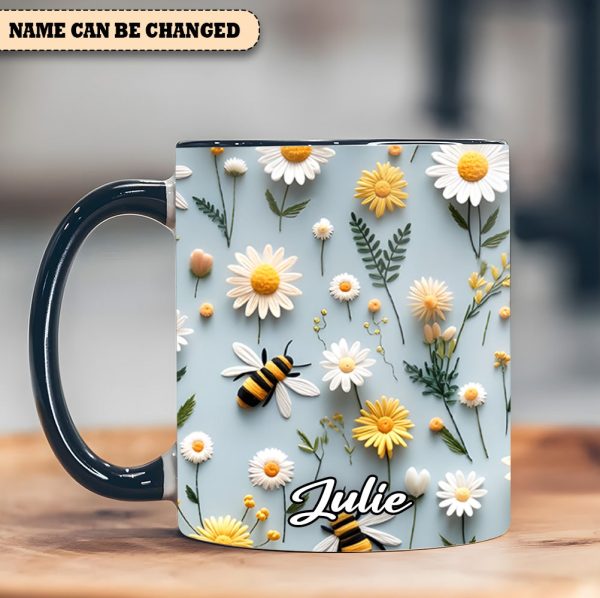 Floral Bee – Personalized Accent Mug