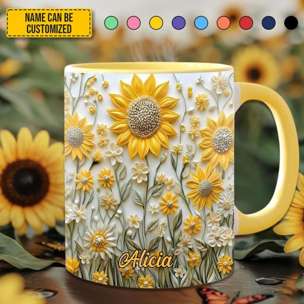 Personalized Sunflowers Accent Mug