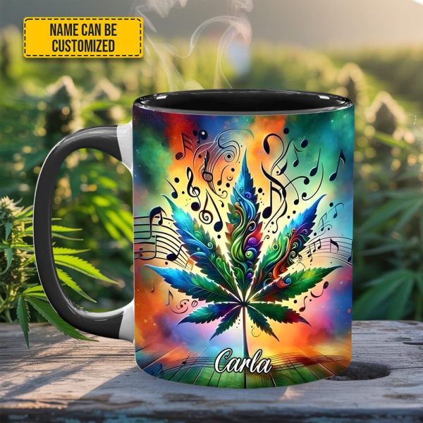 Personalized Music & Weed Vibes Accent Mug