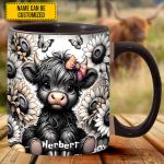 Sunflower Highland Cow- Personalized Accent Mug