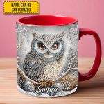 Beautiful Owl Diamond - Personalized Owl Accent Mug