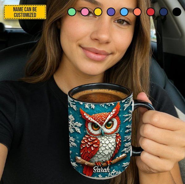 Personalized Owl Winter Accent Mug