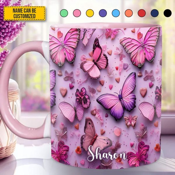 Personalized Beautiful Butterflies Accent Mug