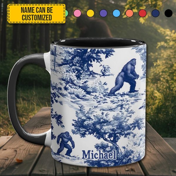 Bigfoot Sasquatch Print Forest Toile Funny - Personalized Accent Mug