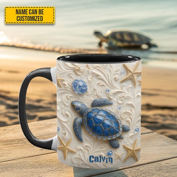 Blue Sea Turtle Beach Accent Mug - Personalized Accent Mug