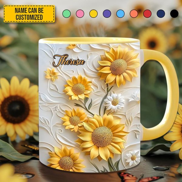 Beautiful Sunflower - Personalized Accent Mug
