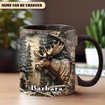 Vintage Moose Wreath Personalized Accent Mug – Rustic Gift For Mother’S Day & Nature Lovers