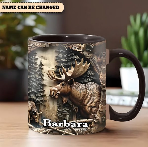 Vintage Moose Wreath Personalized Accent Mug – Rustic Gift For Mother’S Day & Nature Lovers