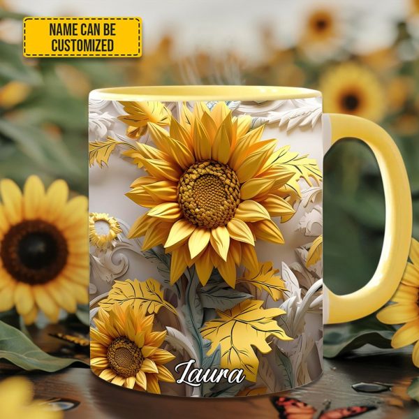 Beautiful Sunflower - Personalized Sunflower Accent Mug