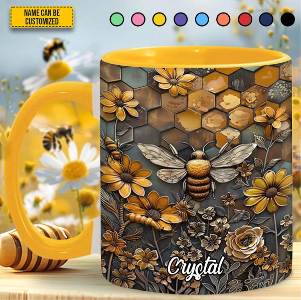 Bee Garden Flowers - Personalized Accent Mug