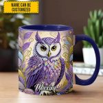 Whimsical Owl Diamond - Personalized Owl Accent Mug
