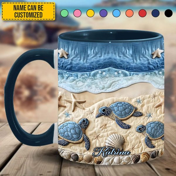 Ocean Waves Turtle - Personalized Turtle Accent Mug