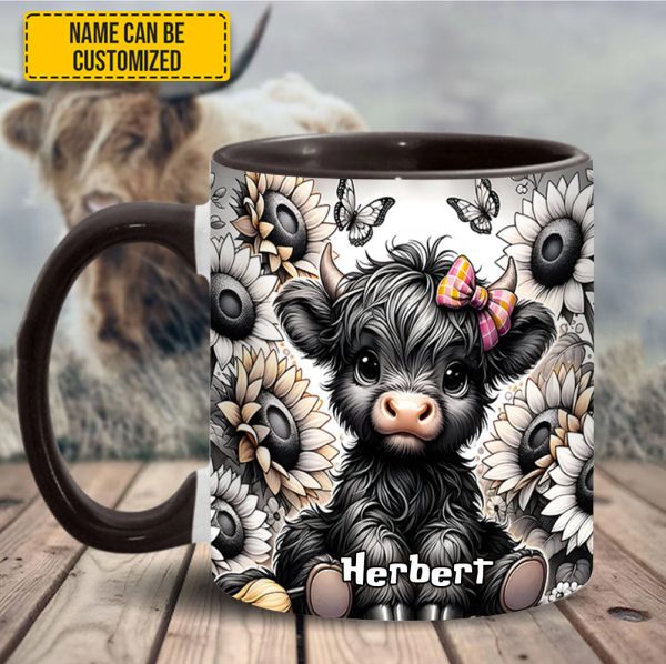 Sunflower Highland Cow- Personalized Accent Mug