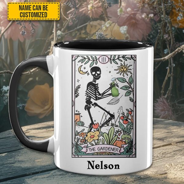 Personalized The Gardener Skeleton Tarot Accent Mug