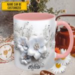 White Flowers - Personalized Flower Accent Mug