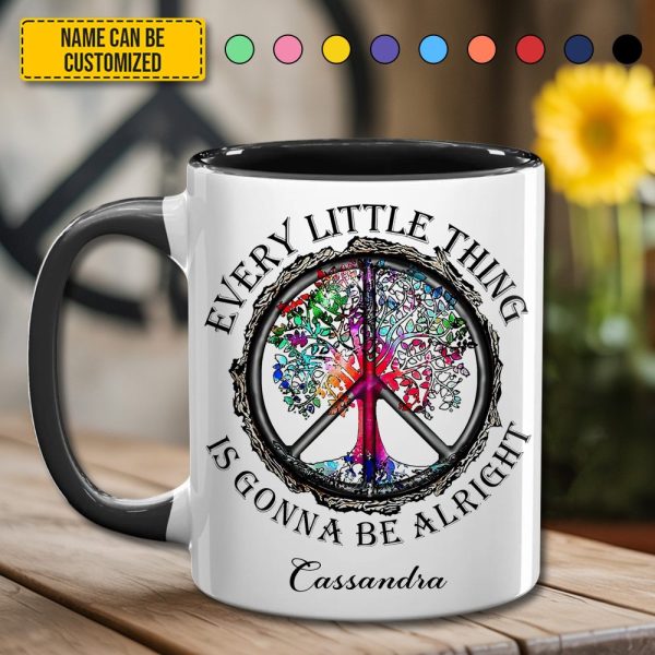 Every Little Thing Is Gonna Be Alright - Personalized Hippie Accent Mug