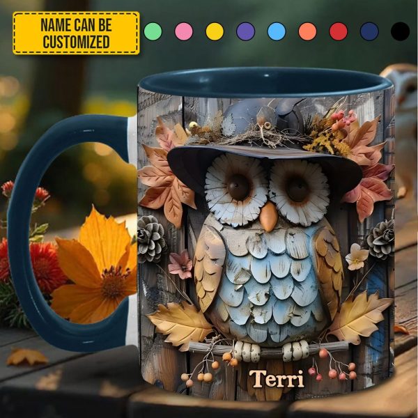Owl Autumn Accent Mug - Personalized Accent Mug