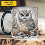 Beautiful Owl Diamond - Personalized Owl Accent Mug