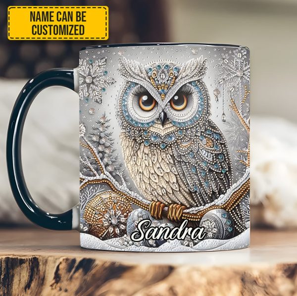 Beautiful Owl Diamond - Personalized Owl Accent Mug