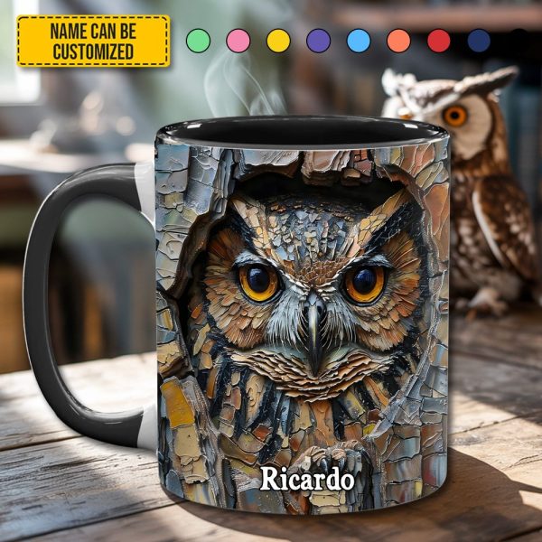 Owl In Tree - Personalized Owl Accent Mug