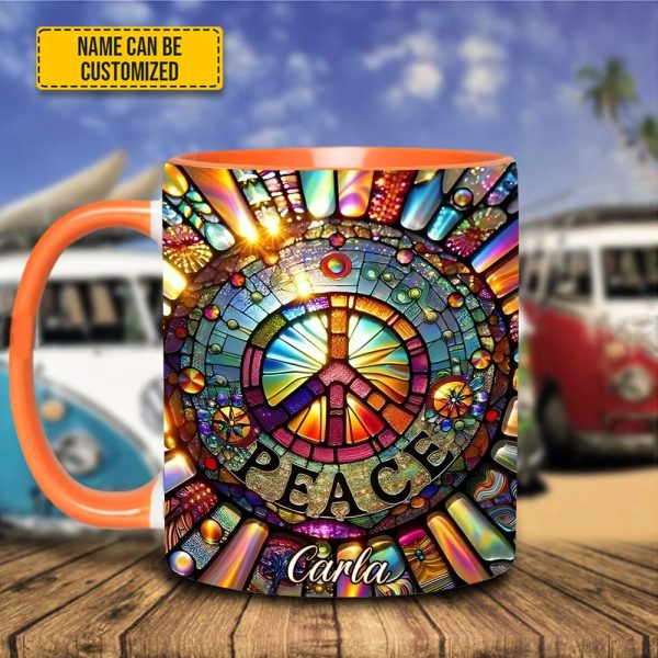 Personalized Peace Symbol Accent Mug