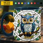 Personalized Stained Glass Owl Accent Mug