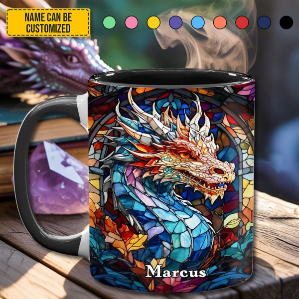Personalized Stained Glass Dragon Accent Mug
