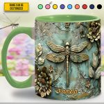 Vintage Dragonfly - Personalized Dragonfly Accent Mug