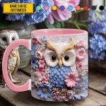 Owl With Flowers - Personalized Owl Accent Mug