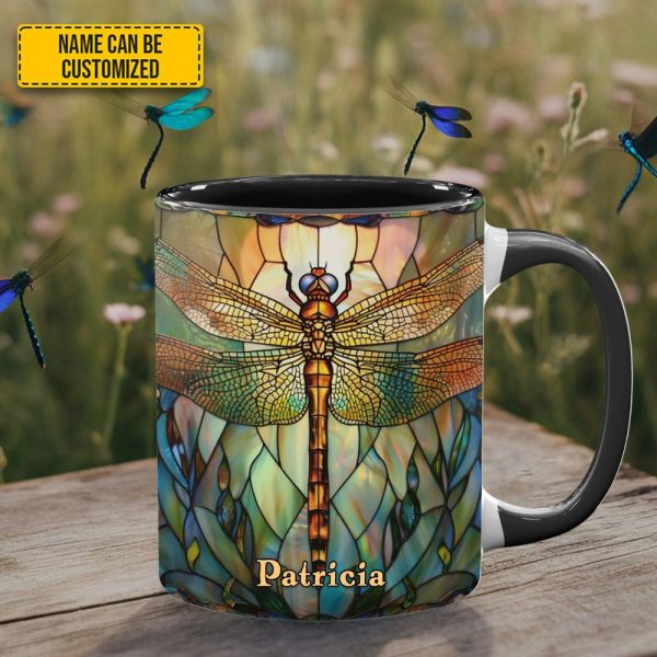 Dragonfly Dreams - Personalized Dragonfly Accent Mug