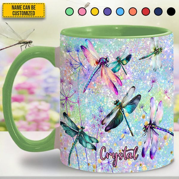 Colorful Dragonflies - Personalized Dragonfly Accent Mug