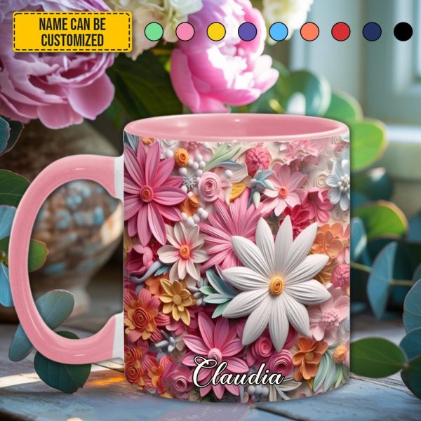 Colorful Flower - Personalized Accent Mug